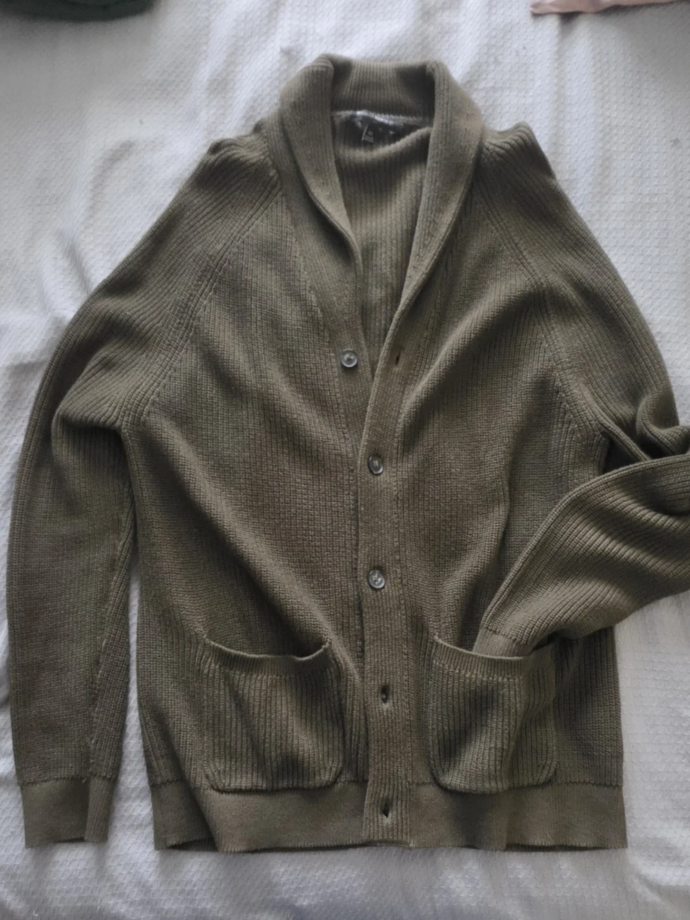 Banana Republic Olive Shawl-Collar Button Cardigan
